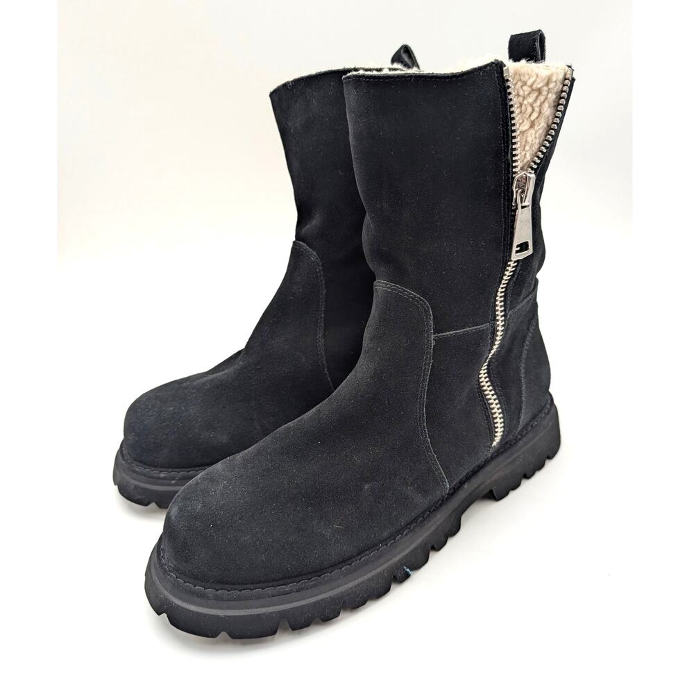 Blondo Burnout Waterproof Boots Side Zip Women's Leather Black Size US10M EU40.5